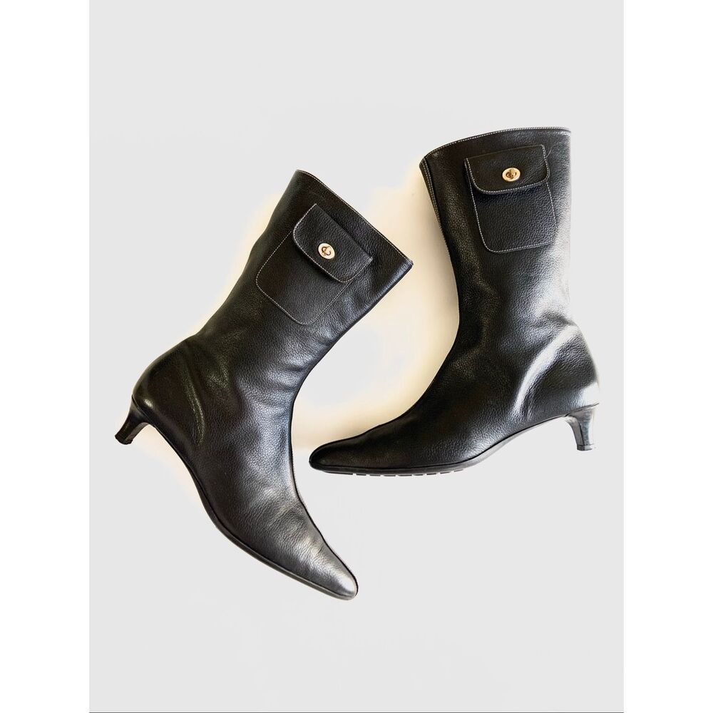 COACH Monique Kitten Heel Side Pocket Leather Boots (Sz 11)